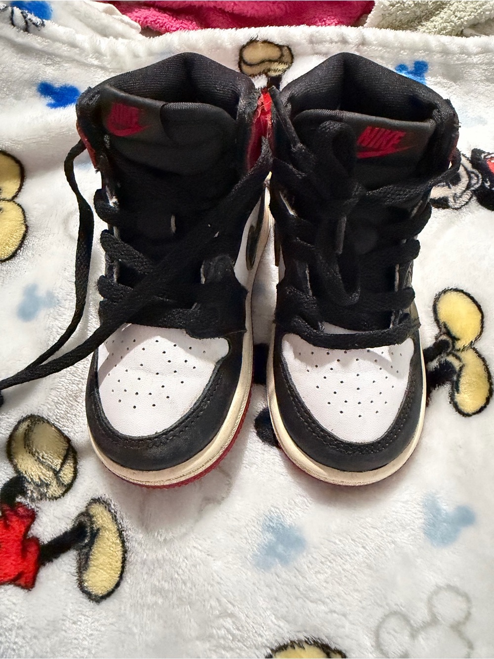 Nike Kids Black White and Red High-Top Sneakers